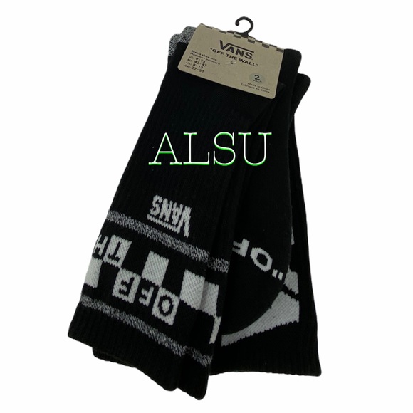 VANS Men’s Crew 2 pack Socks Black, size 9-13 - Picture 5 of 8